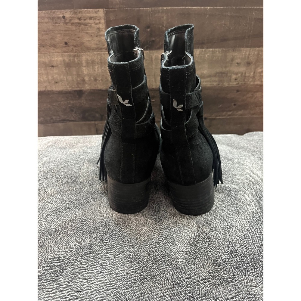 Western Boho Koolaburra by UGG Women Black Suede Fringe Ankle Boots Size 7 - Picture 5 of 8